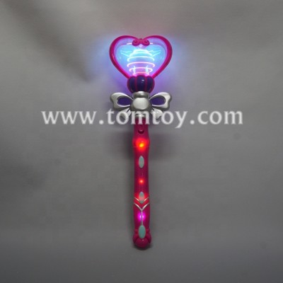 LED Flashing Light up Magic Princess Fairy Heart Wand with Spinning Ball and Sound