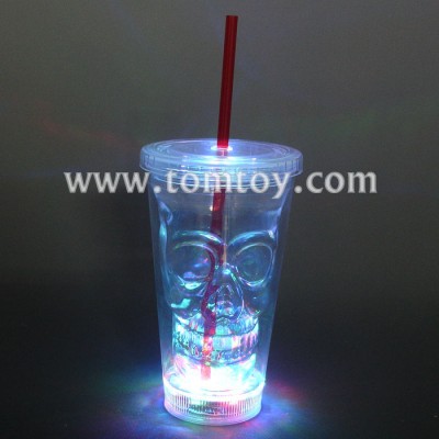 Barware Double-Wall Drinking cup LED Flashing Light up Skull Tumbler Cup for Halloween